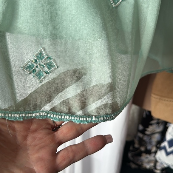 Midnight Velvet Green Beaded Blouse Women’s XL – - Picture 3 of 10